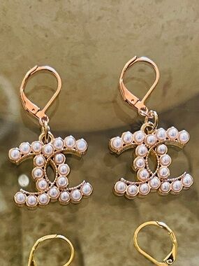 CHANEL Rose Gold Pendants turned into Earrings